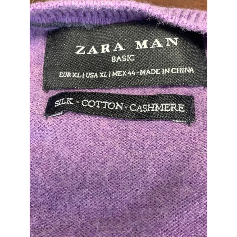 Zara Man Basic Purple Silk Cotton Cashmere Crewneck Sweater  XL